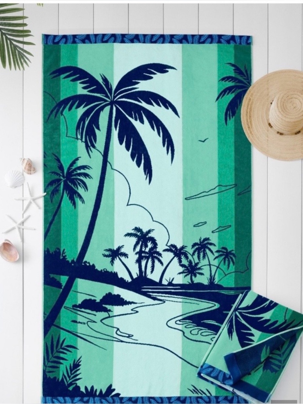 New Beach Towel. Cotton. Blue Hawaiian